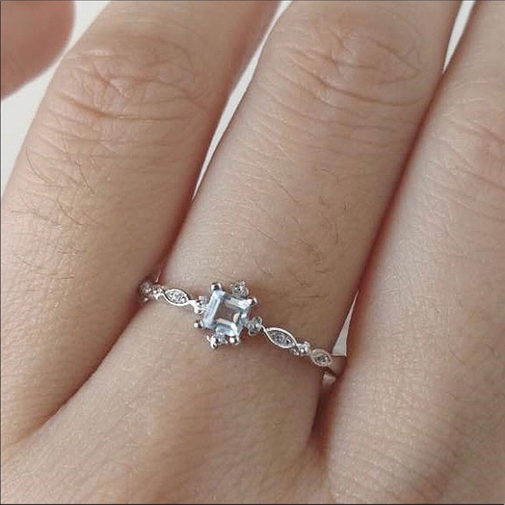 Simulated Aquamarine Ring